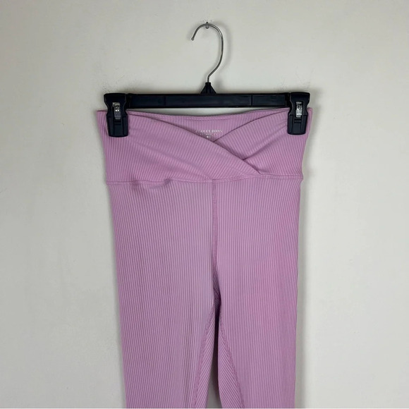 Year of Ours Pink Ribbed Veronica Crossover Waist Leggings Size M - Picture 3 of 6